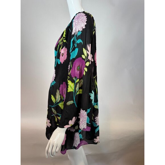 Spense Women's Floral Print Black Tunic Top 1X Polyester Lightweight Flowy Long - Picture 14 of 16